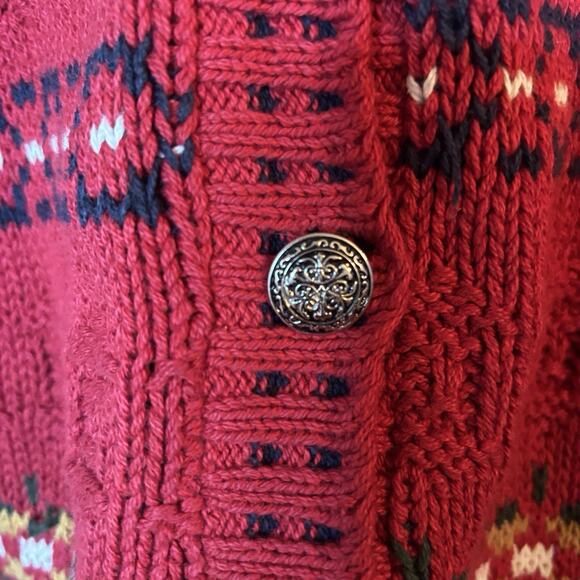 Vintage Bushwacker Women’s Red Fair Isle Sweater 100% Cotton Women’s Size Medium - Picture 3 of 10
